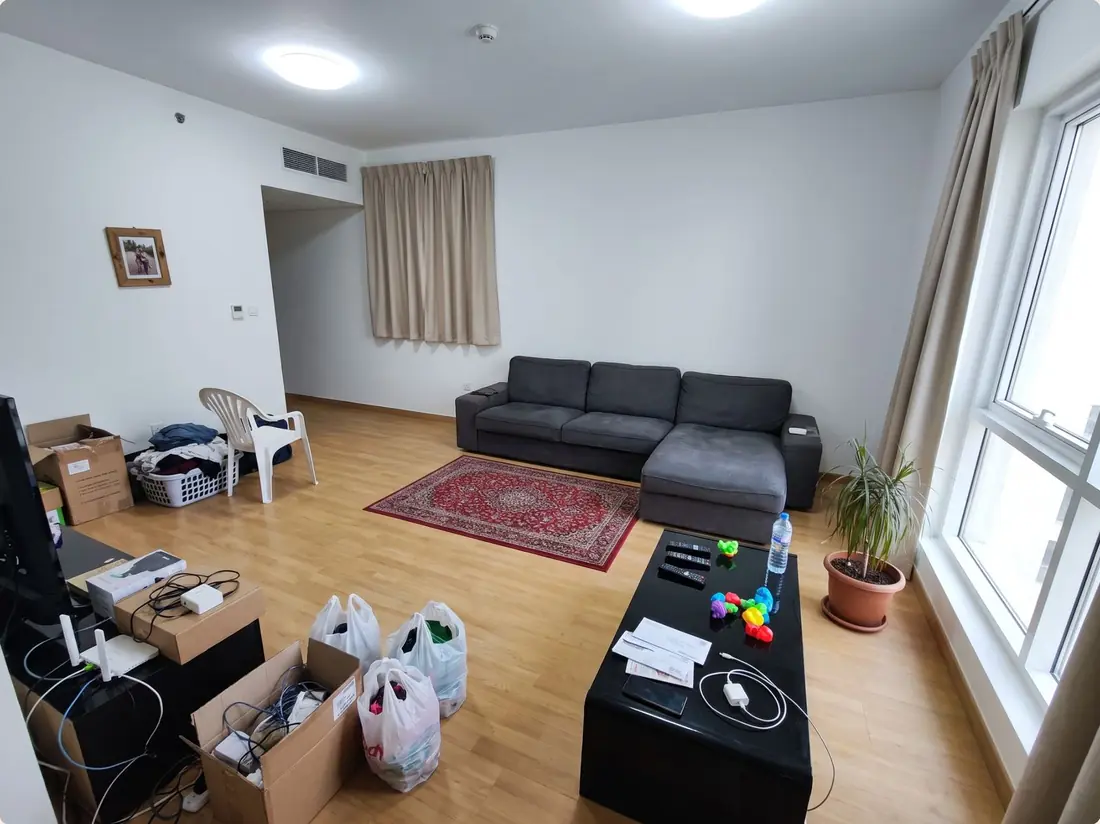 Living room before interior styling – Dubai apartment