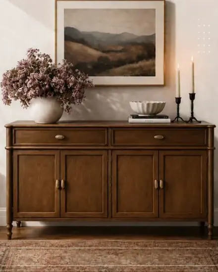 Entryway console table styled with decor accessories